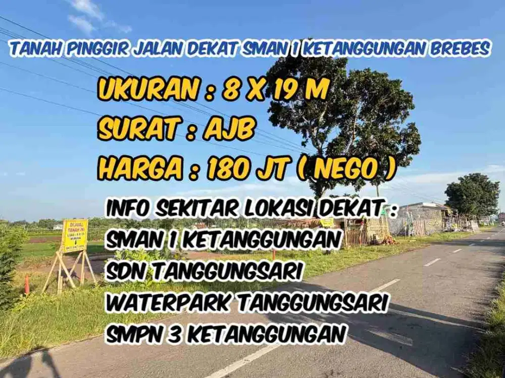 Tanah Pinggir Jalan Dekat SMAN 1 Ketanggungan Brebes