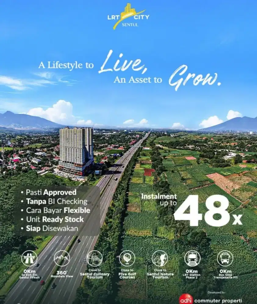 Apt LRT Sentul - siap huni -  langkah kaki ke stasiun - view Gn Salak