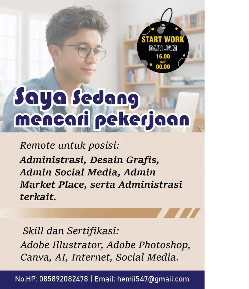 Desain Grafis, Admin Media Sosial, dan Administrasi terkait