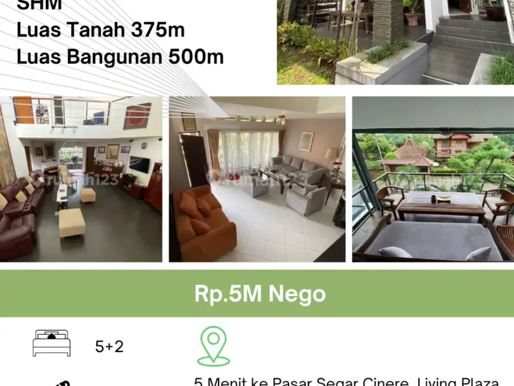 DIJUAL Rumah Asri 500m di Blok M Mega Cinere, Depok