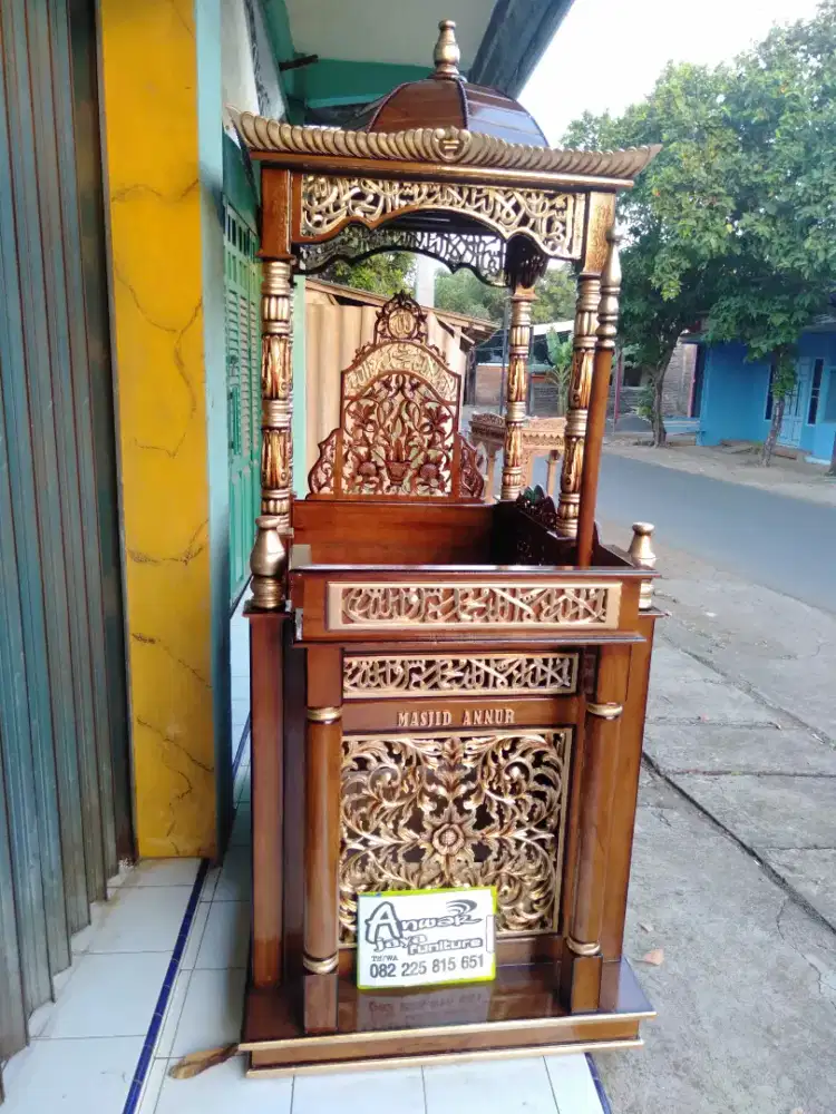 Mimbar masjid kuba motif terbaru full kayu jati