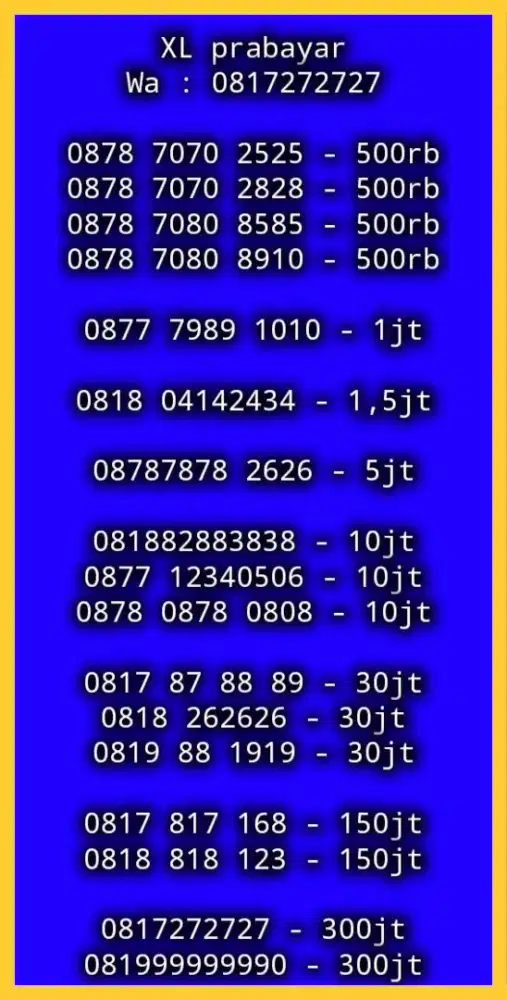 NOMOR CANTIK XL PRABAYAR