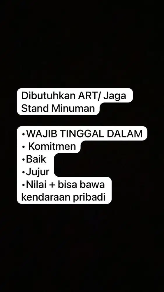 Dicari ART & Jaga Booth