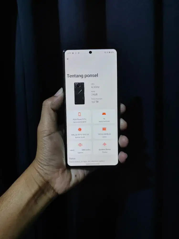 Asus Rog Phone 9 Pro 24/1 TB Fullset Mulus