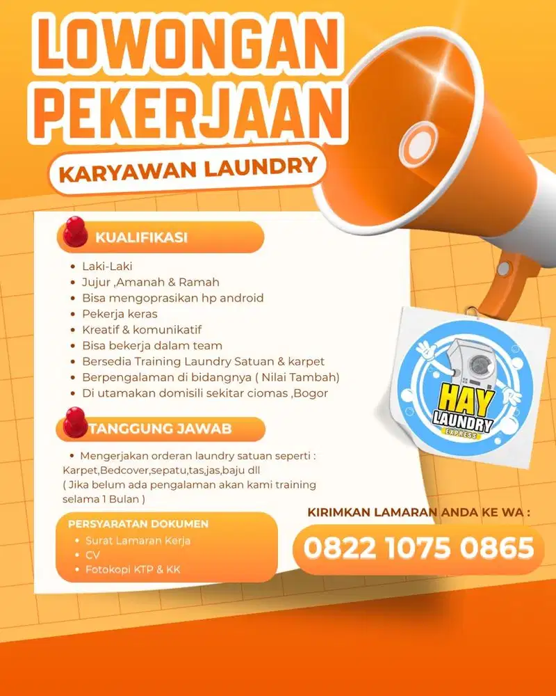 Lowongan Kerja Karyawan Laundry Untuk Laki-laki