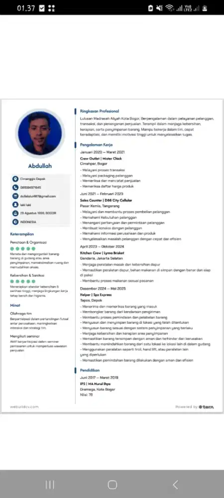 Butuh lowongan pekerjaan