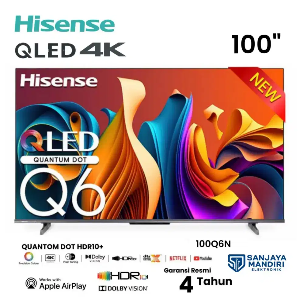 HISENSE 100Q6N 100 QLED Smart TV - Dolby Atmos QuantumDOT AI Picture