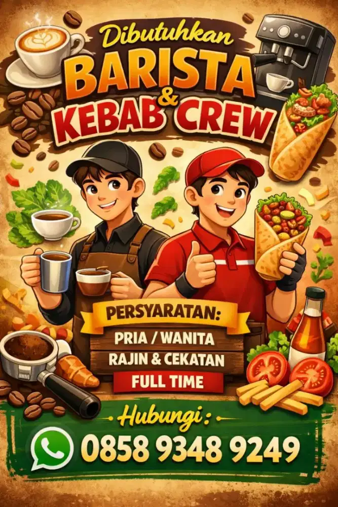 Lowongan barista dan kebab