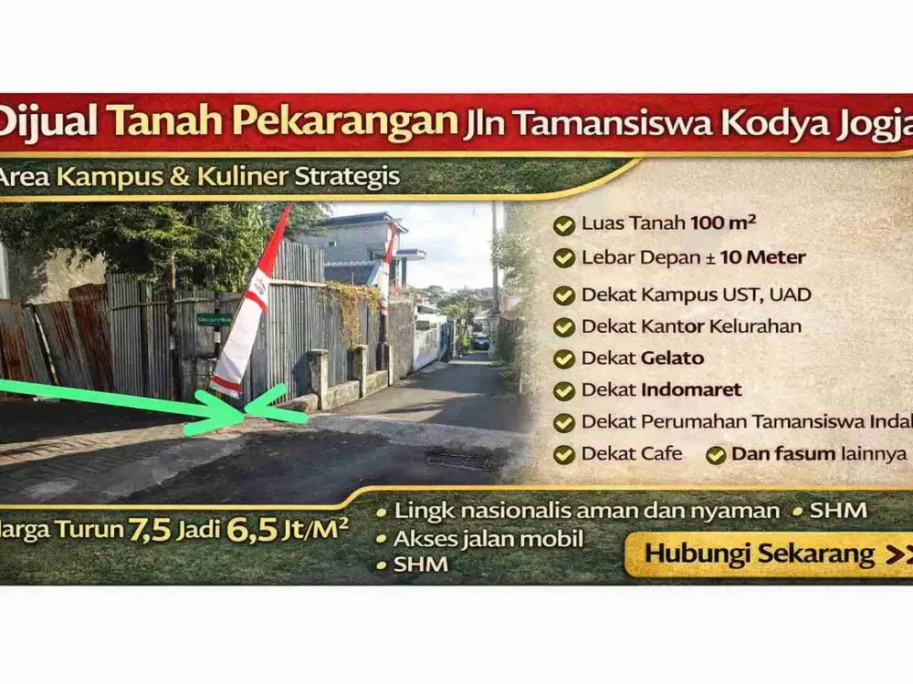 Dijual Tanah SHM Tamansiswa Jogja Dekat Kampus & Kuliner