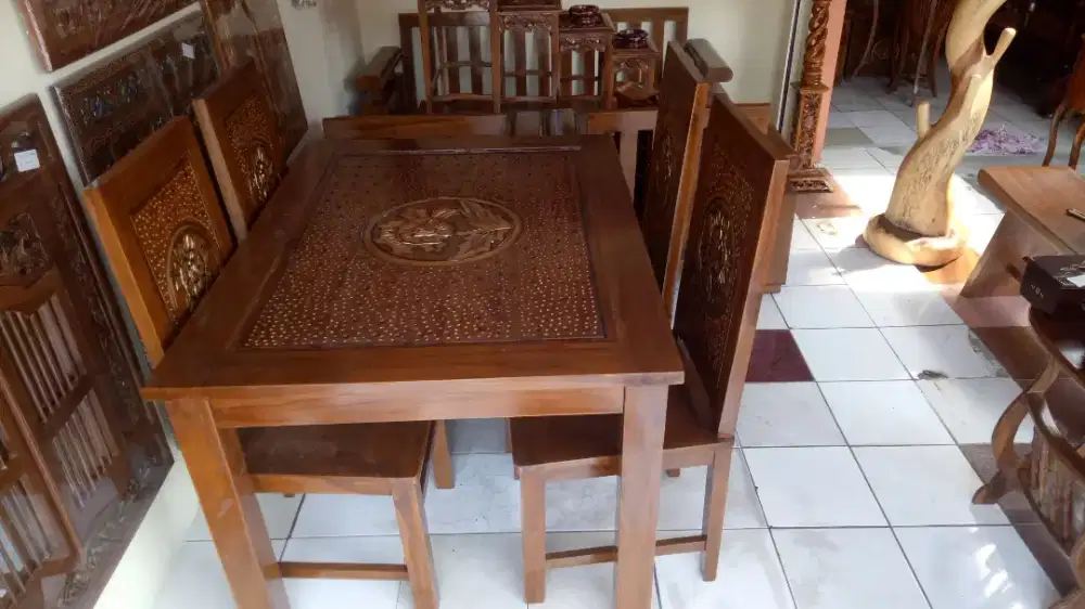Meja makan kayu jati kursi 4