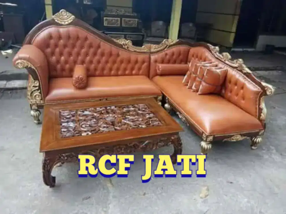 Kursi sofa jati L sudut kayu jati