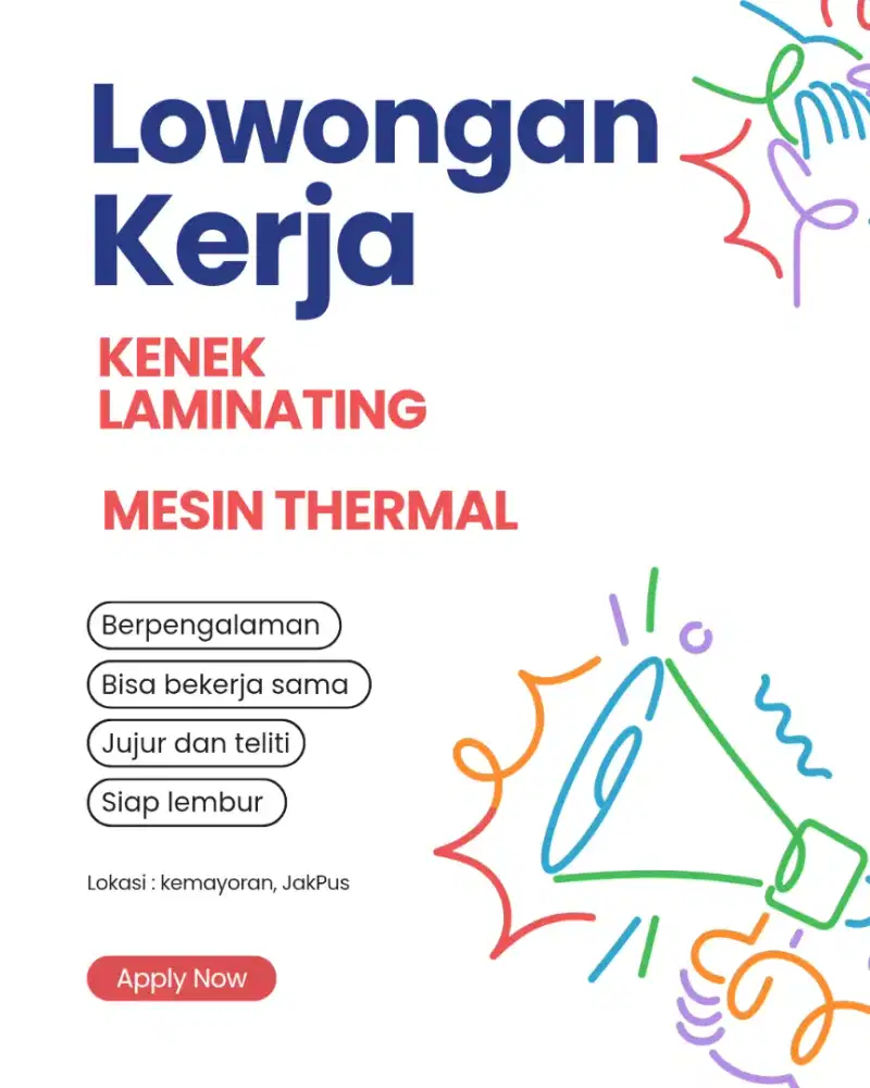 Lowongan Kerja Kenek Laminating