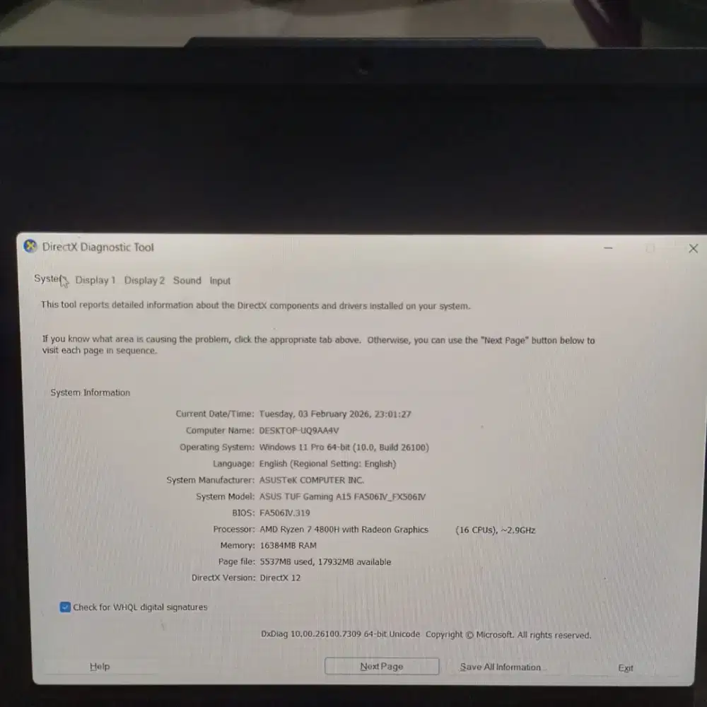 Asus Tuf a15 RTX 2060 vram 6gb