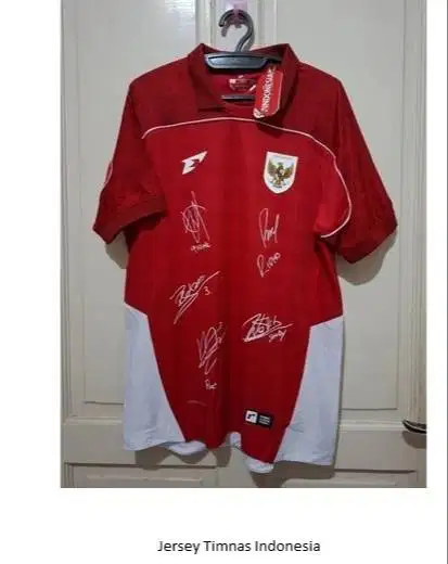 Jersey Timnas Berkerah plus tanda tangan Ukuran L Ori