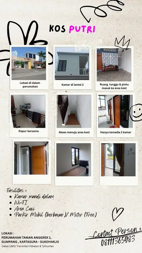 KOST PUTRI dekat dengan UMS dan sekitarnya