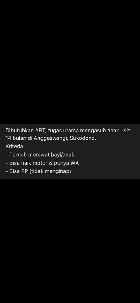 Mencari ART dan Pengasuh Anak