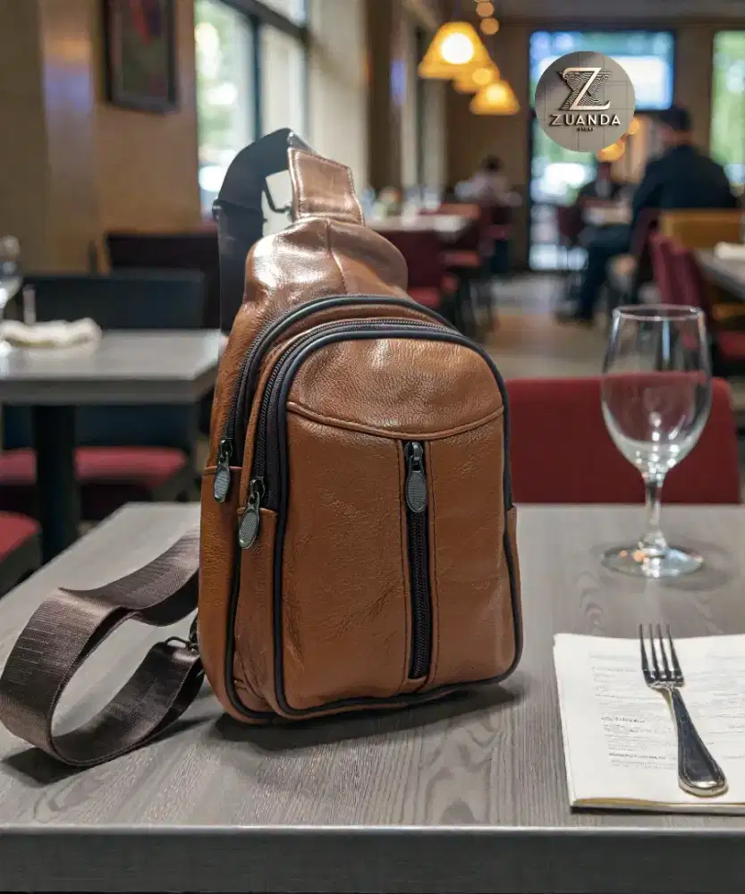 Tas selempang kulit asli Pria