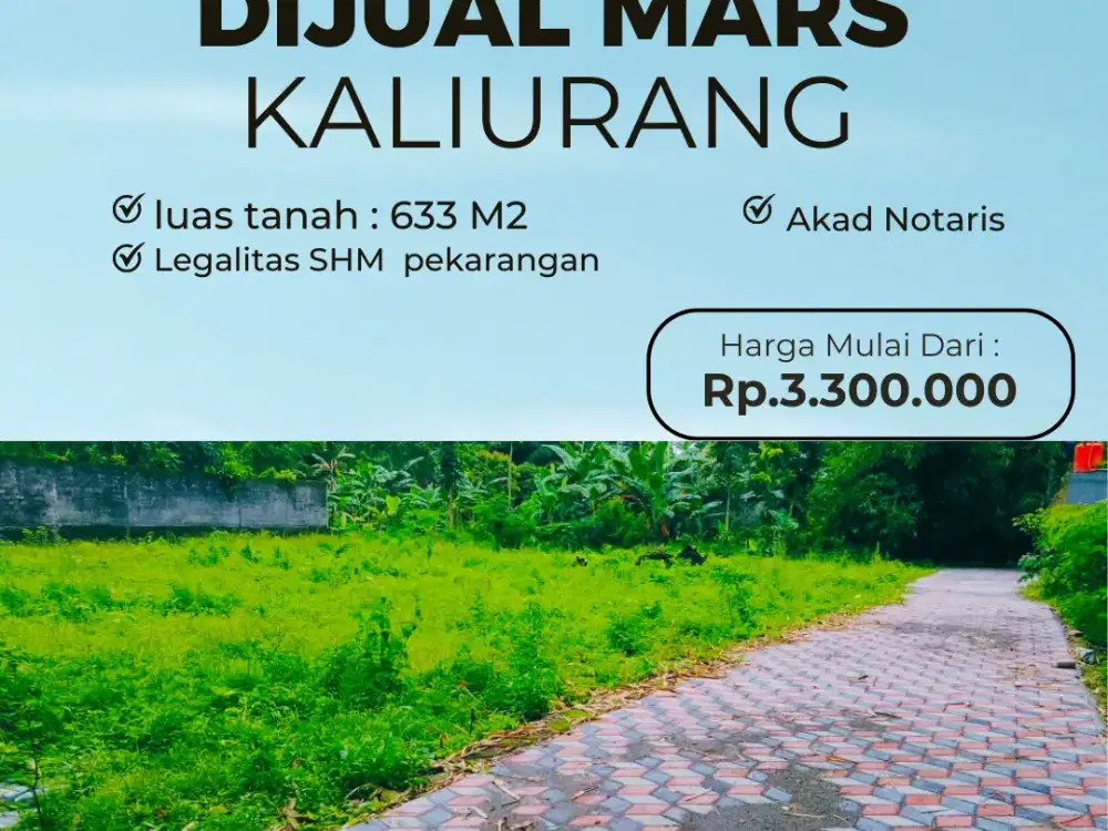 Tanah Jogja Kost Area Kampus UII Kaliurang SHM Pekarangan