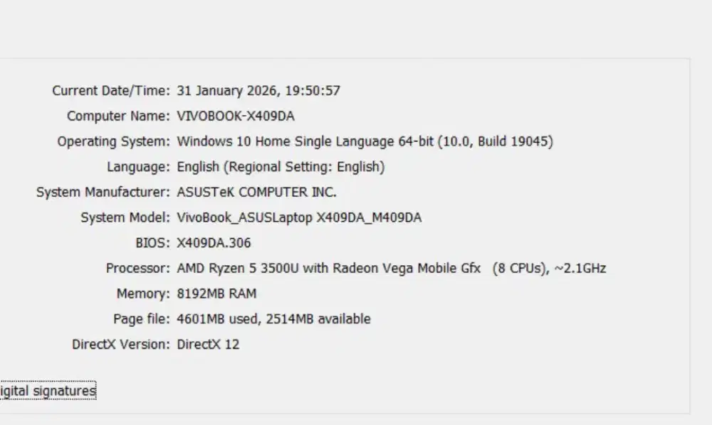 Asus Vivobook X409DA-306 FULLSET BEZELLES [FULSET BOX ] Superslim.