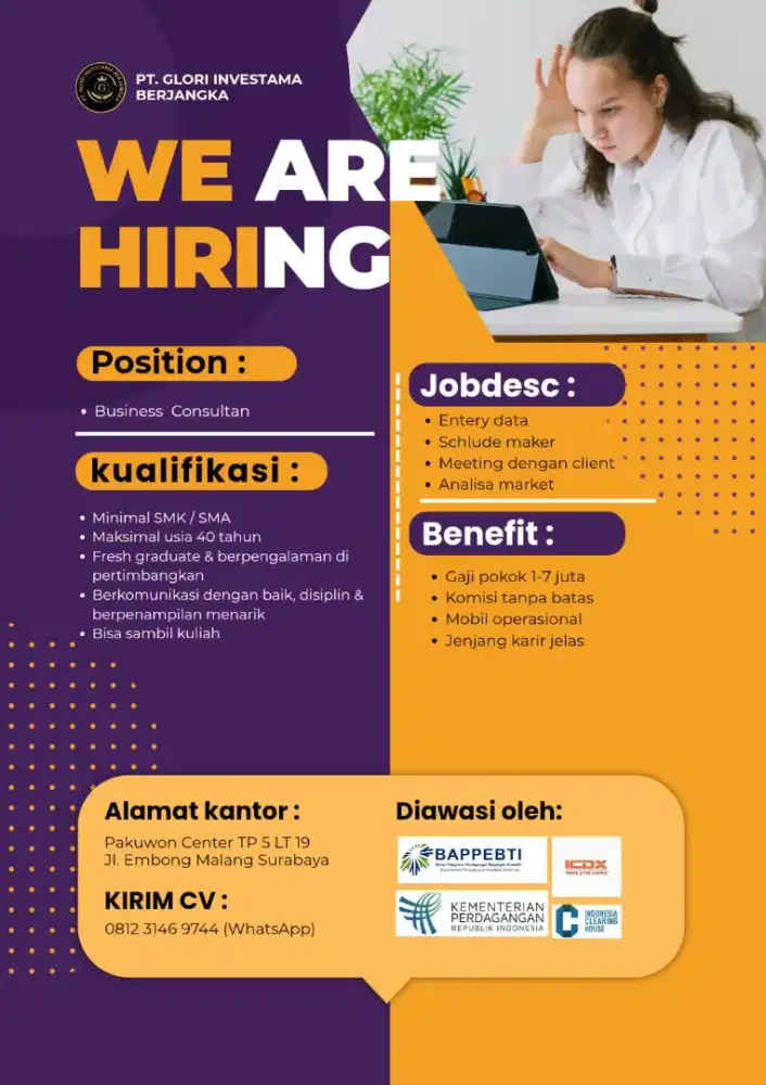 dibutuhkan staff office