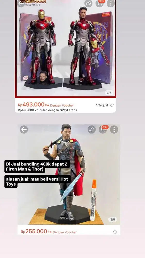 Action Figure Marvrl Iron Man & Thor Bundling