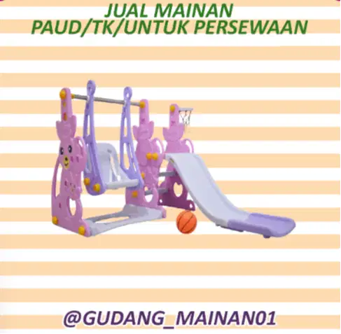 Mainan Indoor Playground Perosotan, Ayunan dengna Ring Basket Murah