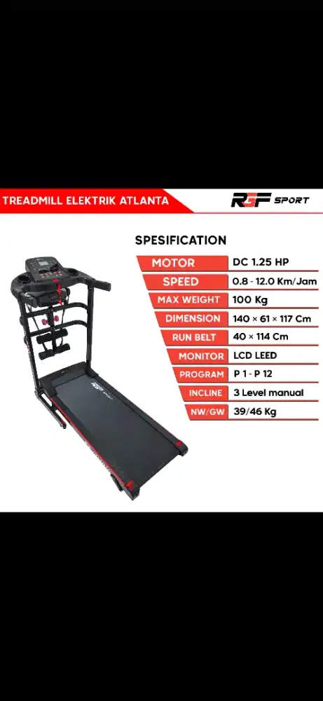 Treadmill elektrik RGF ATLANTA