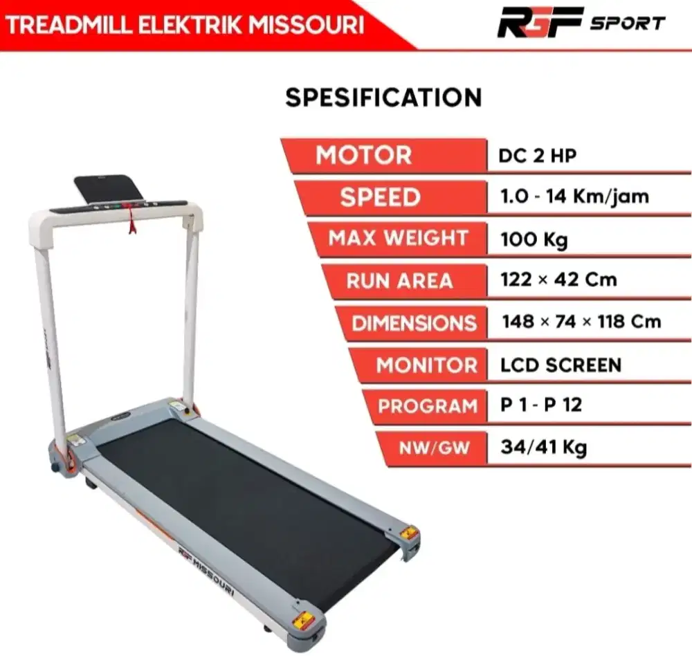 Treadmill elektrik RGF MISSOURI