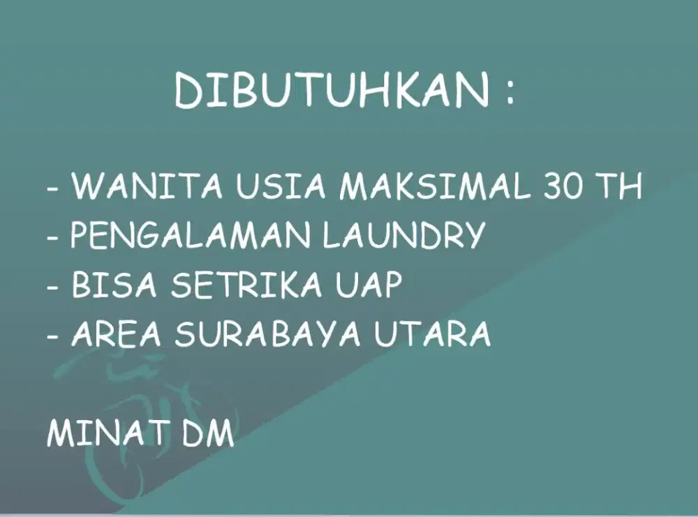 LOWONGAN KERJA LAUNDRY