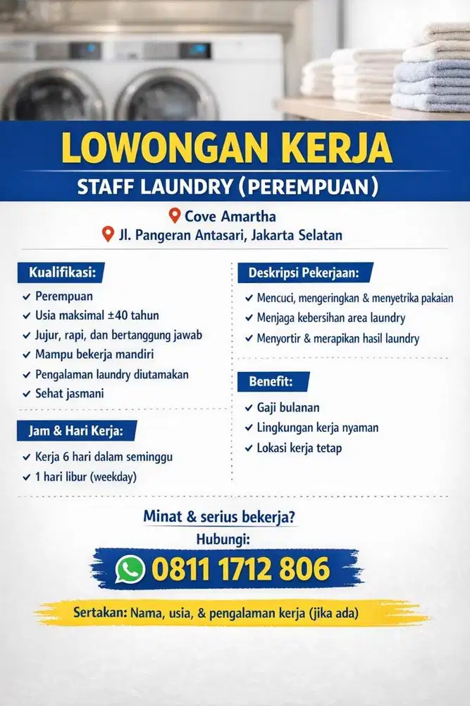 Staff Laundry di Kost/Hotel