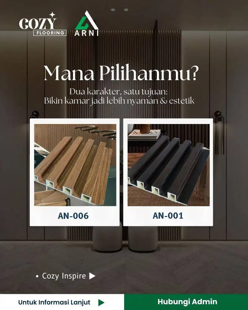 Wallpanel dinding pvc | Wood panel indoor Arni | WPC panel panjang 3m