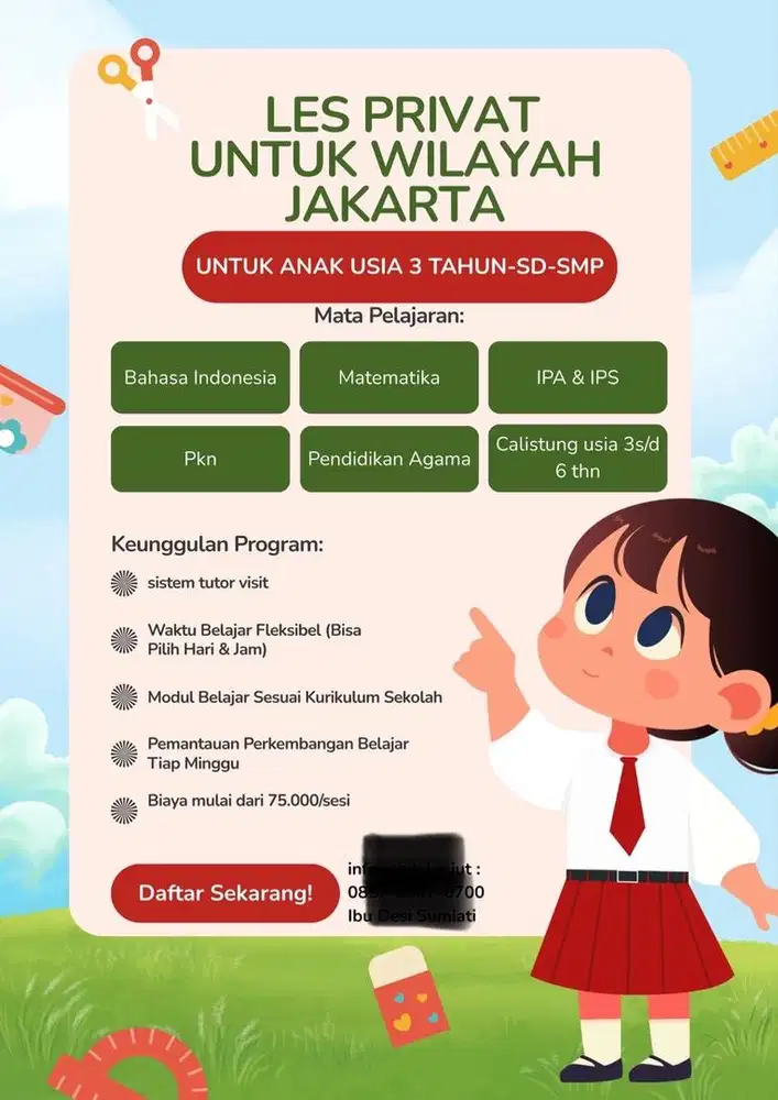 Les Private Calistung ,SD SMP