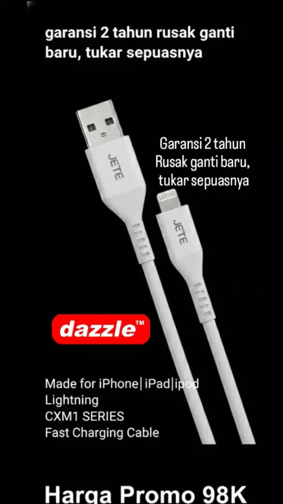 KD jete Cxm1 usb to lightning Made for iPhone, iPad, ipod