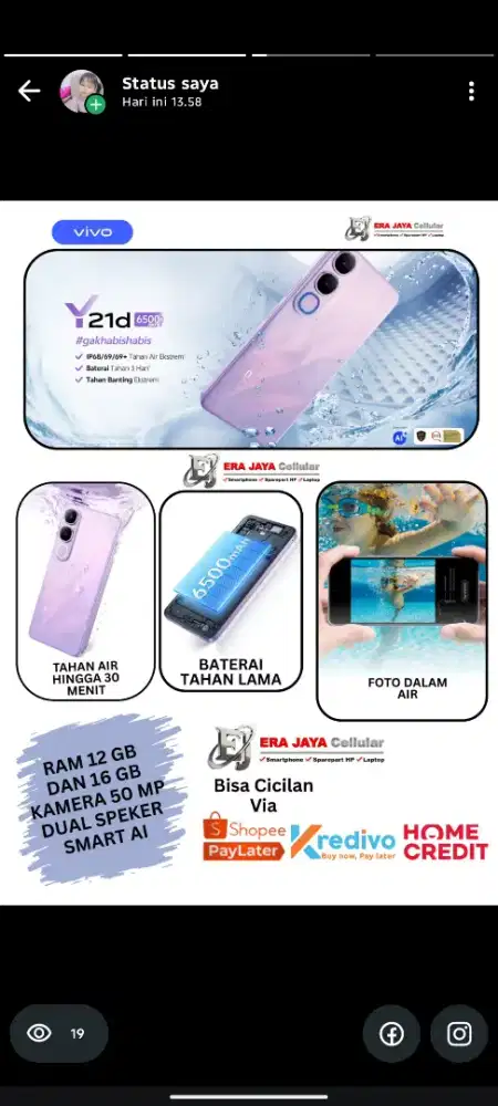 VIVO Y21D BISA FOTO DALAM AIR