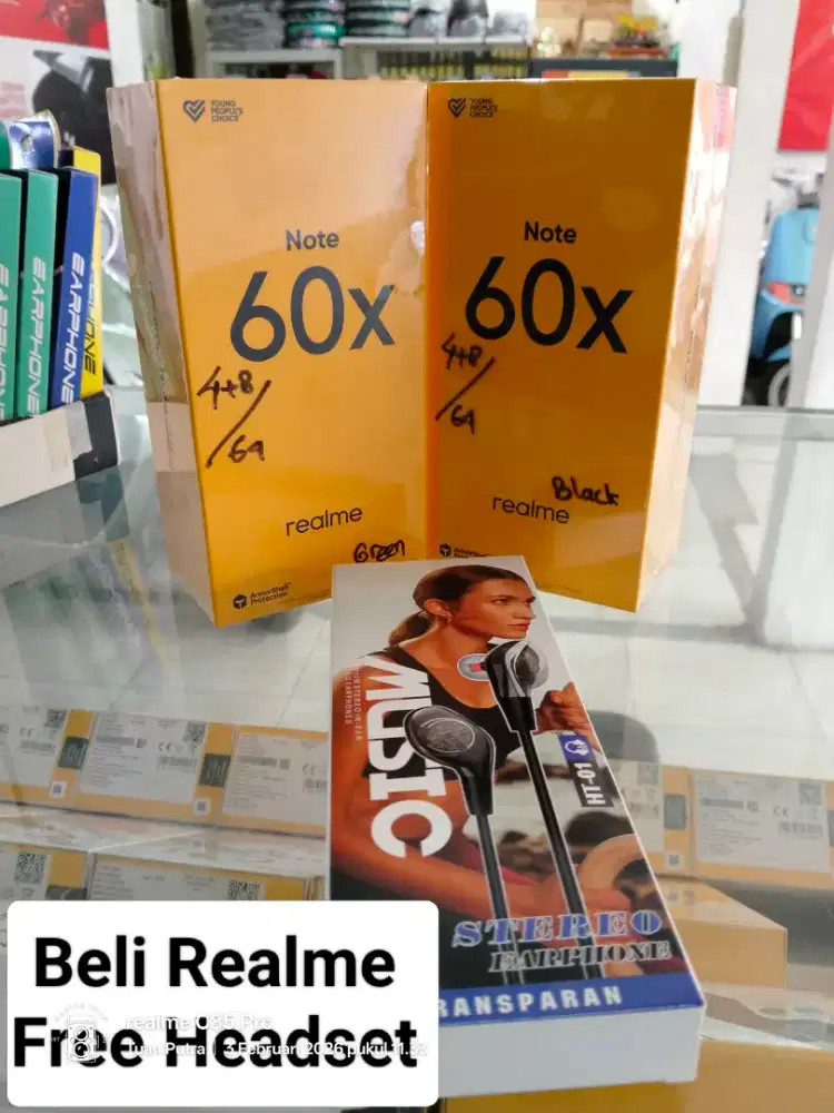 Promo MURAH‼️Realme Note 60x (4+8/64) Promo hp baru, segel dan murah