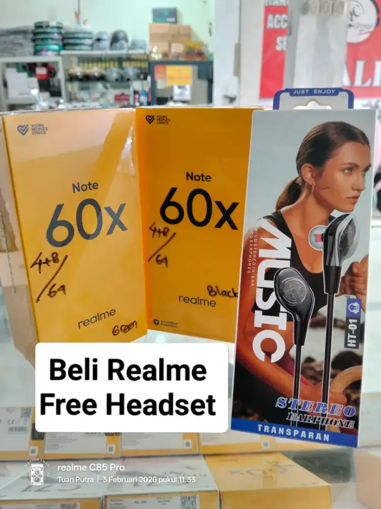 Promo MURAH‼️Realme Note 60x (4+8/64) Promo hp baru, segel dan murah
