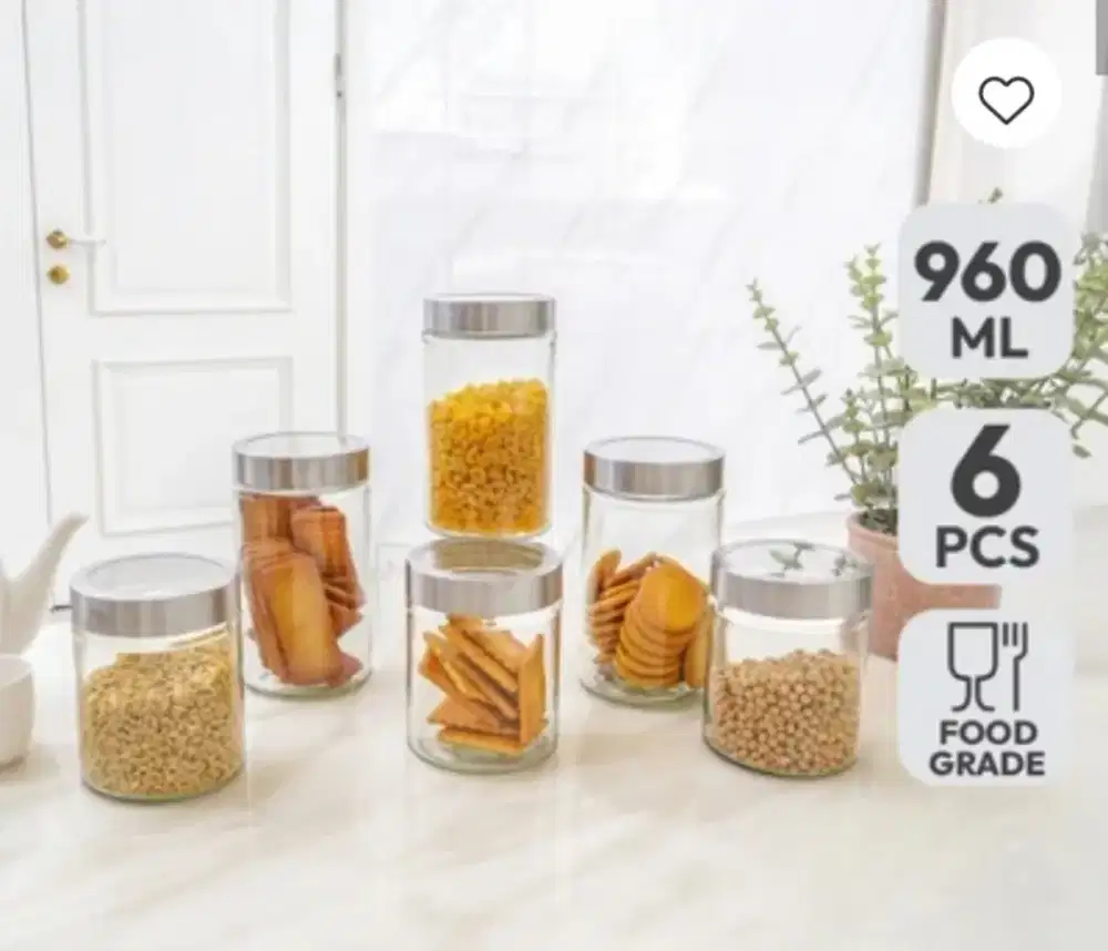Toples Kaca Set 6 Pcs Glass Canister Jar Set Picas 10493059