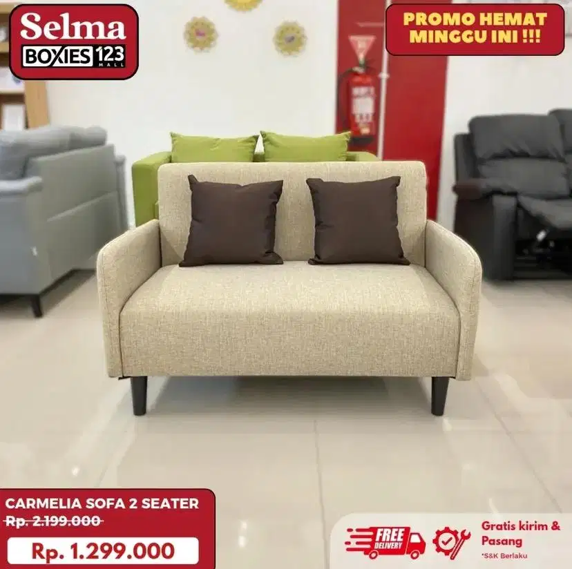 Sofa minimalis 2 dudukan free bantal