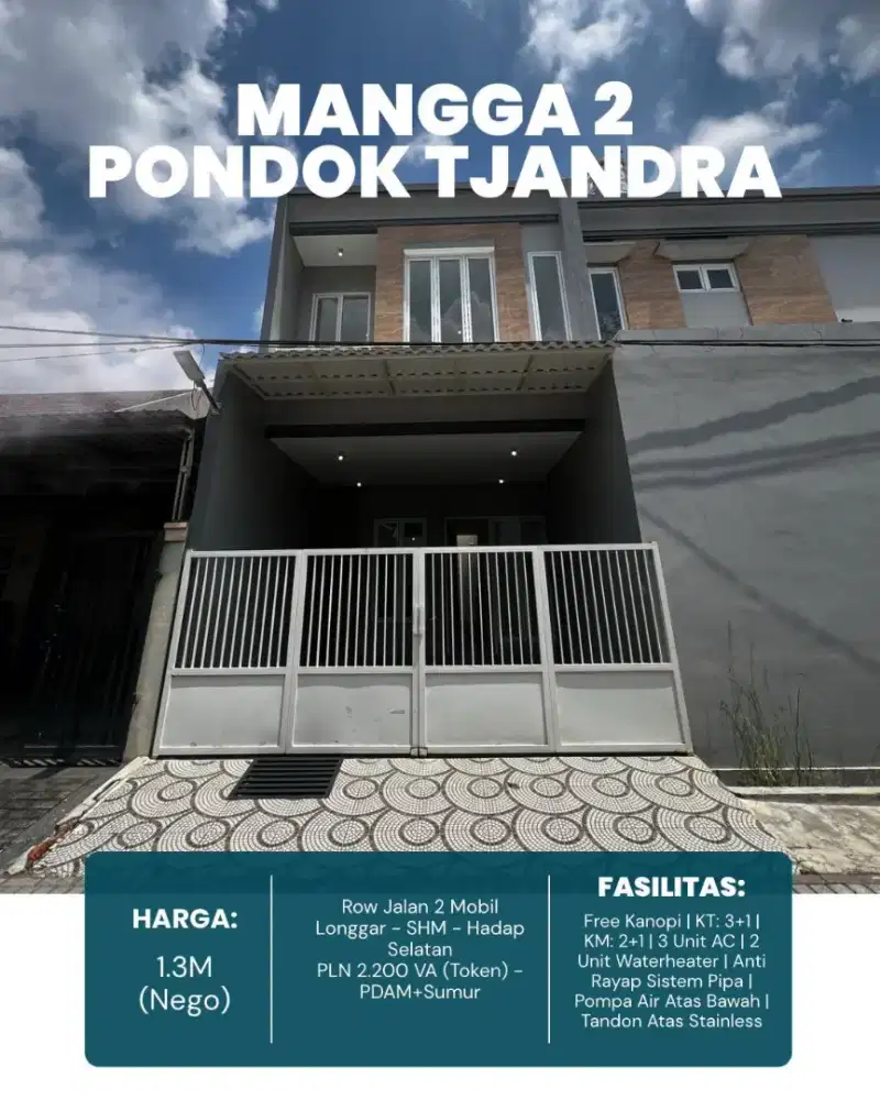 Dijual rumah pondok Tjandra cluster mangga