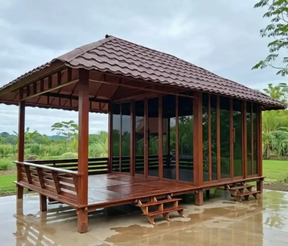 gazebo modern kayu mahoni