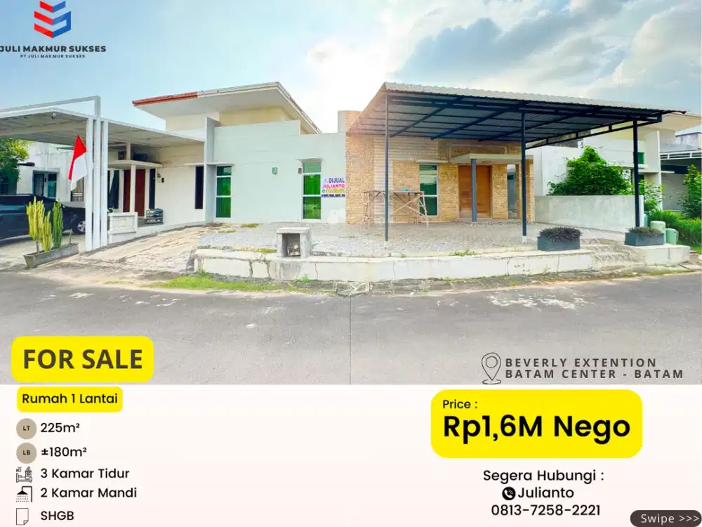 Dijual Rumah 1 Lantai di Beverly Extention Batam Center
