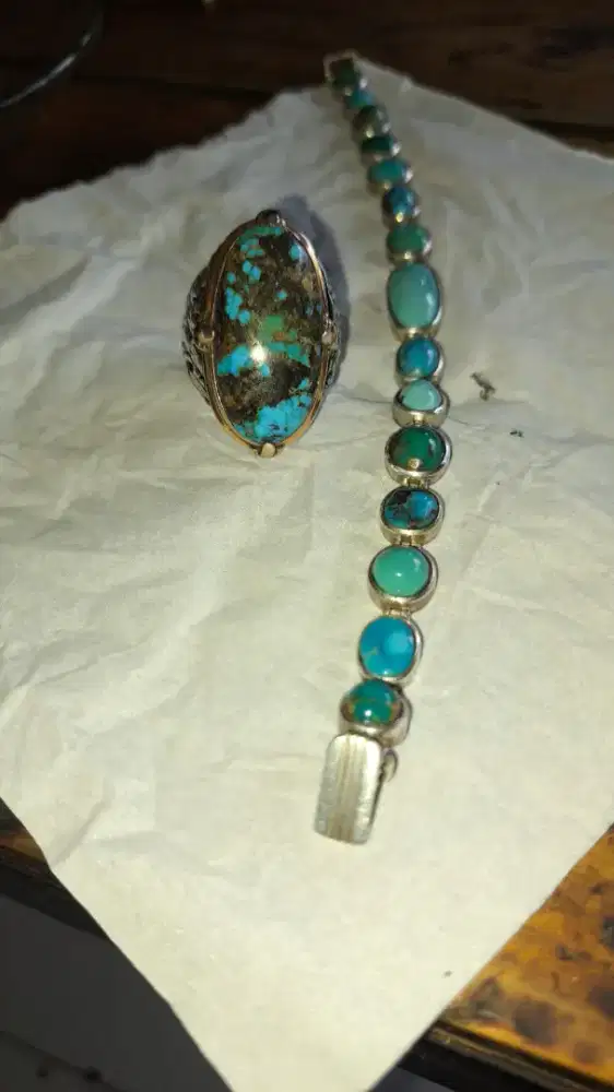 Gelang pirus persia 15 mata bahan perak