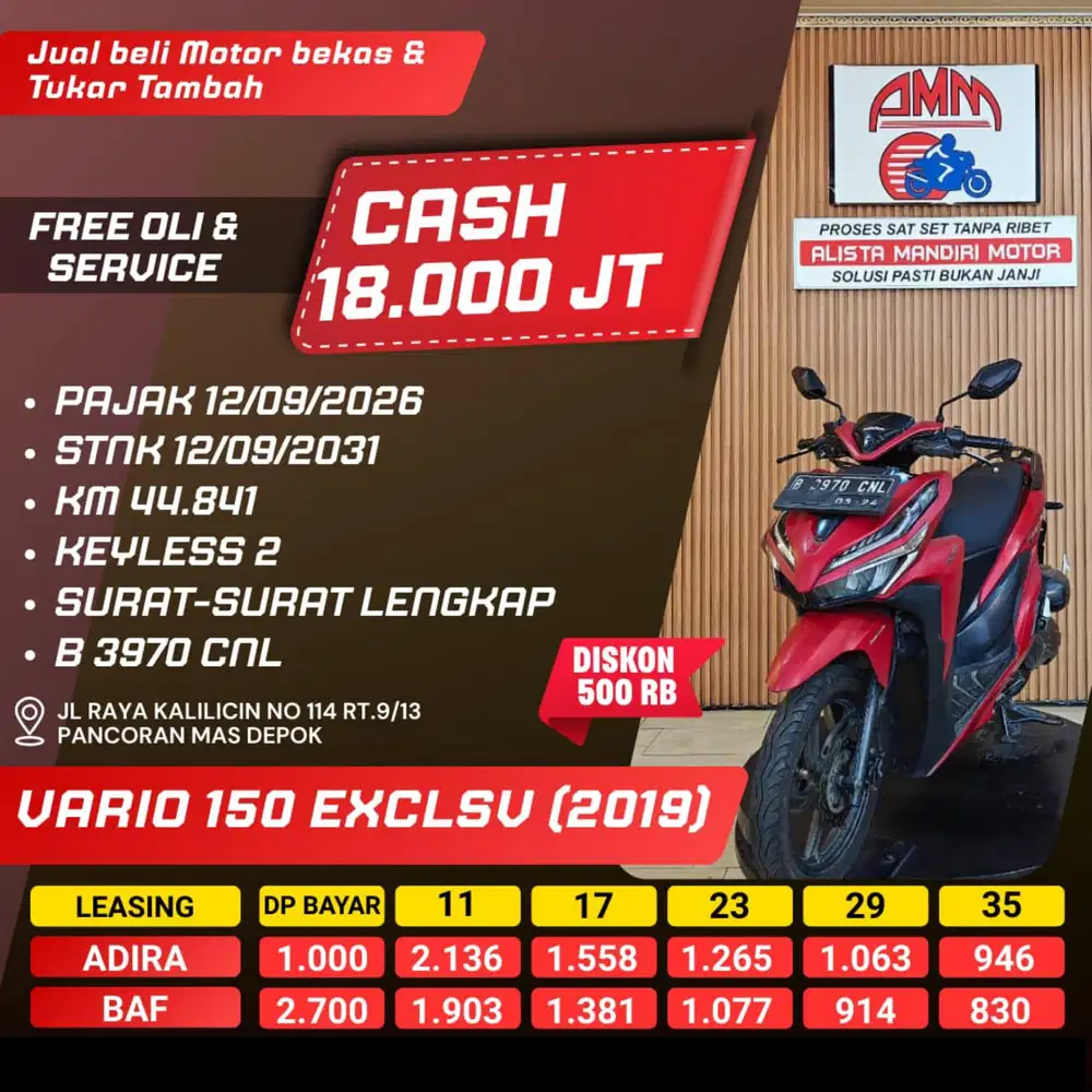 HONDA VARIO 150 Exclusive 2019. ISTIMEWA PAJAK HIDUP SURAT2 LENGKAP .