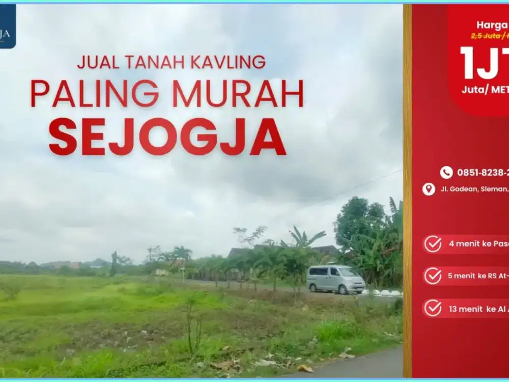 TANAH PEKARANGAN MURAH SLEMAN DEKAT PASAR GODEAN AKSES ASPAL LEBAR