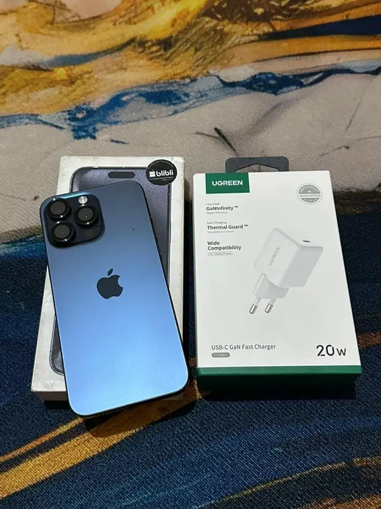 IPHONE 15 PROMAX 256GB IBOX BONUS BATOK CAS UGREEN BARU