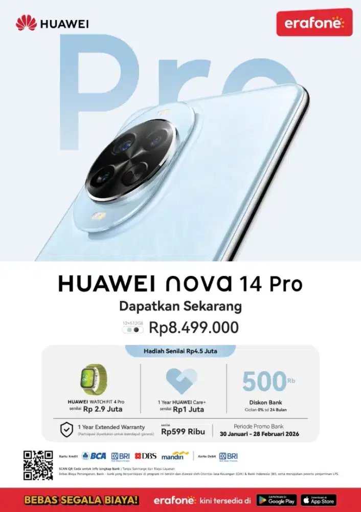 Huawei Nova 14 Pro 12/512 free watch fit 4 promo terbatas