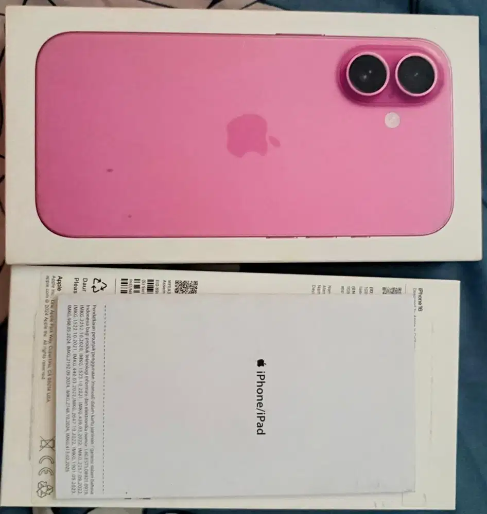 JUAL IPHONE 16 pink 128gb