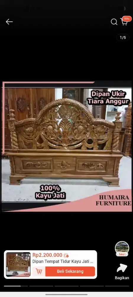 Tempat tidur kayu jati, like new, blm pernah dipakai