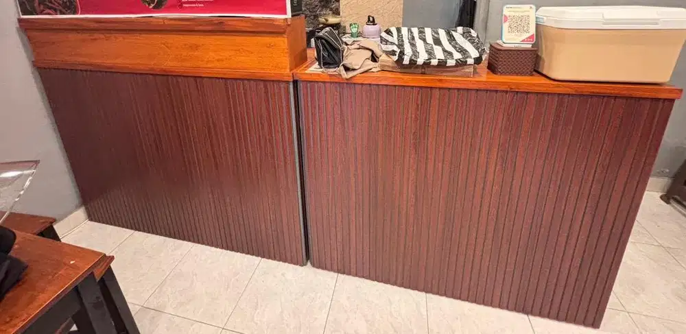 MEJA KASIR KAYU, RAK DINDING KAYU, MEJA KURSI KAYU, MEJA KOMPOR