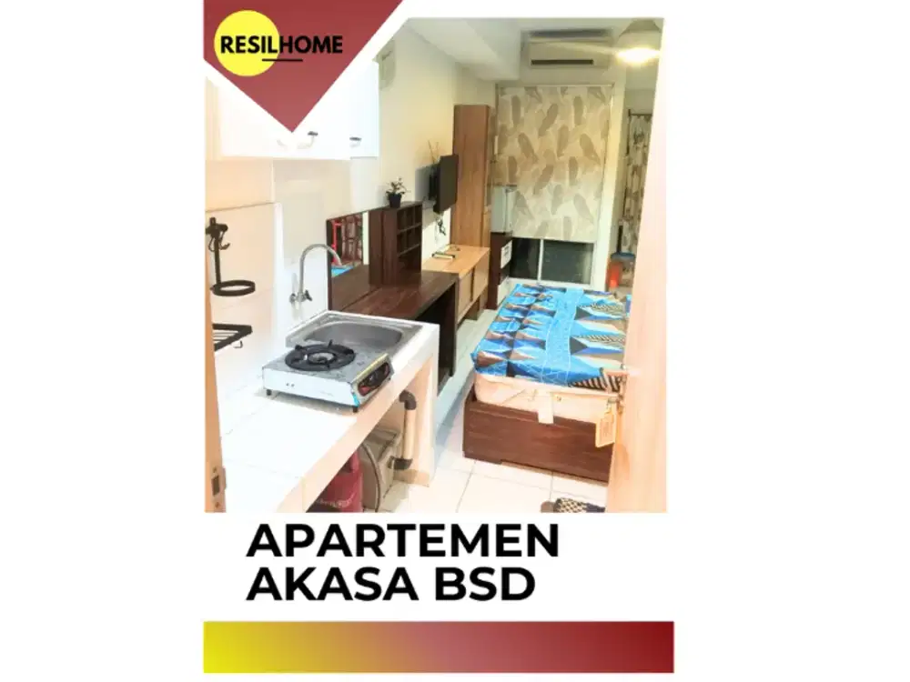 disewakan bulanan apartemen studio akasa full furnished termurah tangerang bsd pure living Furniture lengkap alam sutera bumi Serpong damai